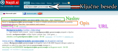 Rezultati iskanja v iskalniku www.najdi.si (kliknite za povečavo)