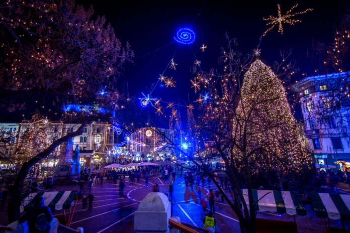 Ljubljana, capital of Slovenia in christmas decoration