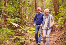 V vročini se umaknite v gozd. Tukaj so razlogi, zakaj Senior couple walking together in a forest