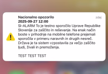 Pozor: V soboto ob 12. uri pričakujte glasen pisk! si-alarm sporočilo na telefonu