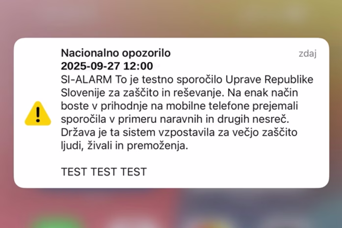 si-alarm sporočilo na telefonu