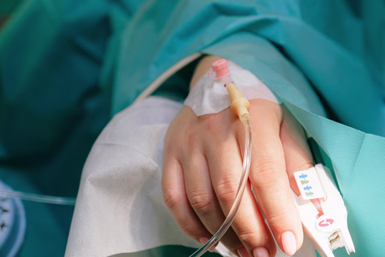 Patient with iv line