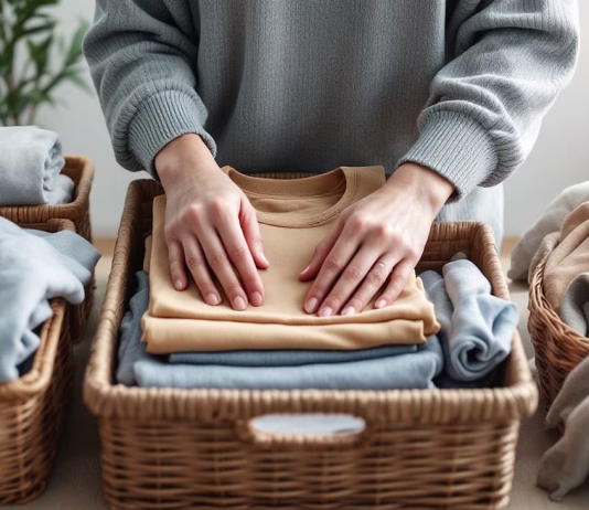 Jesenska čistka: ni še prepozno decluttering, clothes, basket, minimalism, minimalist, minimal, woman, ai generated