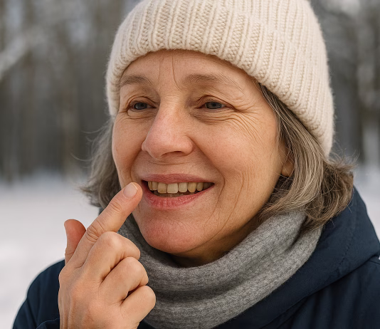 5 naravnih mazil za razpokane ustnice ženska pozimi maže ustnice
