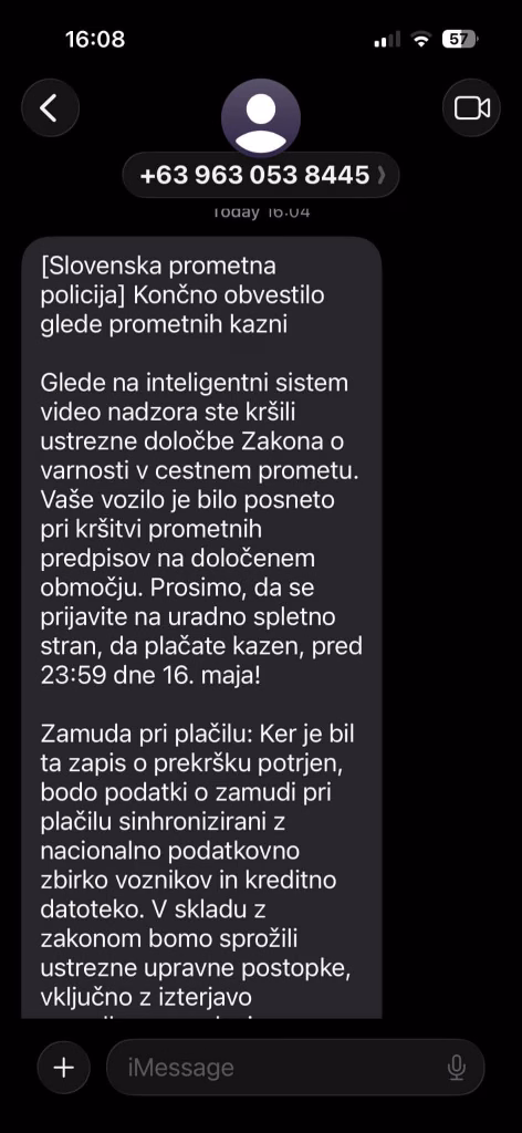 prevarantsko sporočilo