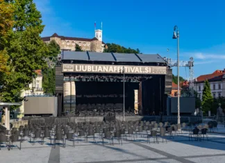 Poletje v Sloveniji 2026: 8 dogodkov, zaradi katerih se splača zapustiti domači kavč Ljubljana, Slovenia - August 16, 2020: A picture of a stage at the Congress Square for the Ljubljana Festival.
